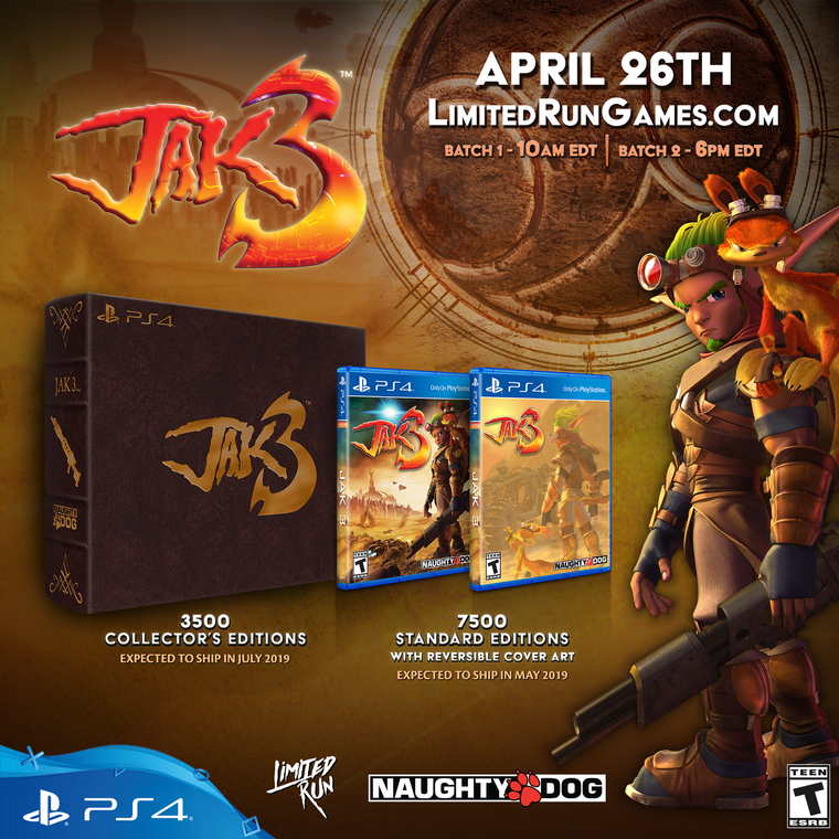 Naughty_Dog's Jak 3 will be available for PlayStation 4 in two limited batches this Friday.