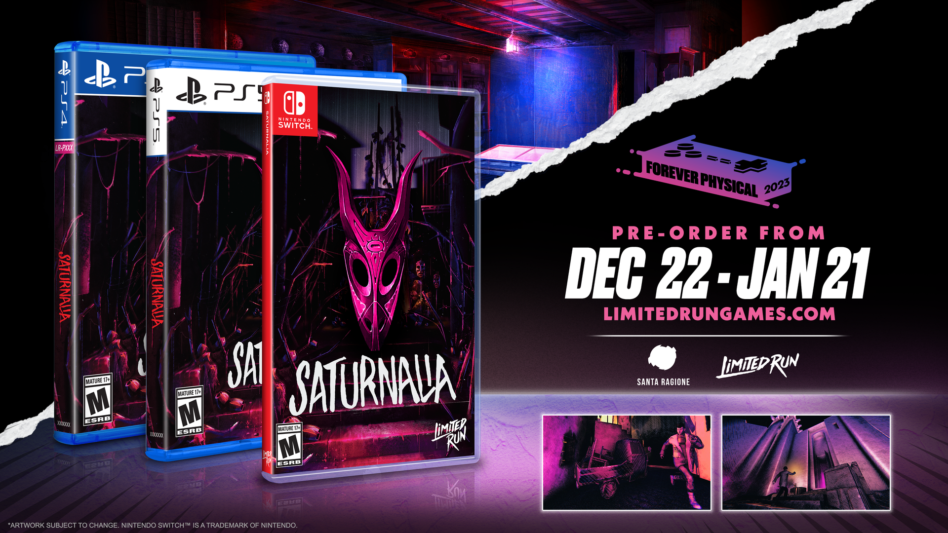 SATURNALIA SWITCH USA NEW (GAME IN ENGLISH/FRANCAIS/DE/ES/IT) (LIMITED RUN 220) 810148571481 SATURNALIA SWITCH USA NEW (GAME IN ENGLISH/FRANCAIS/DE/ES/IT) (LIMITED RUN 220) 810148571481