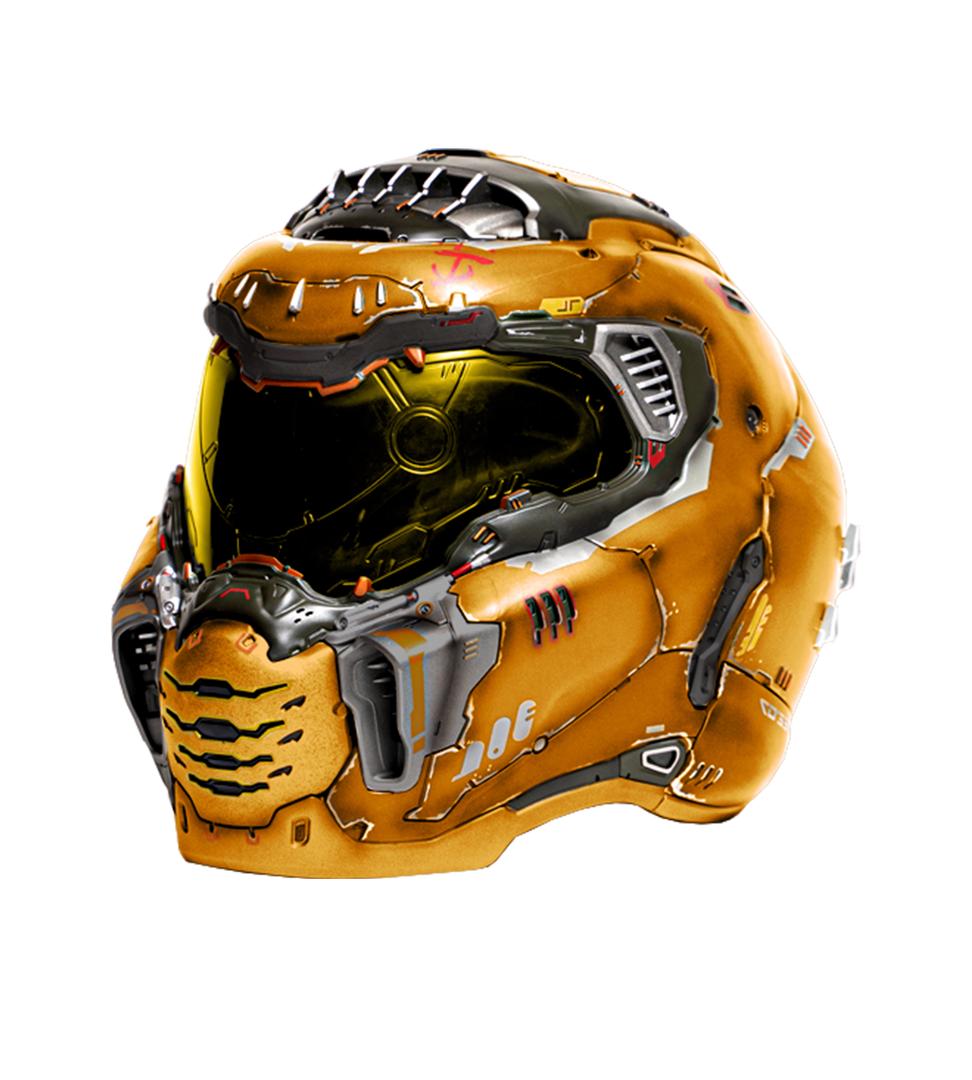 doom helmet motorcycle Dr Nikko Industries strong plastic and a ballistic polycarbonate lens DOOM Eternal Phobos Helmet