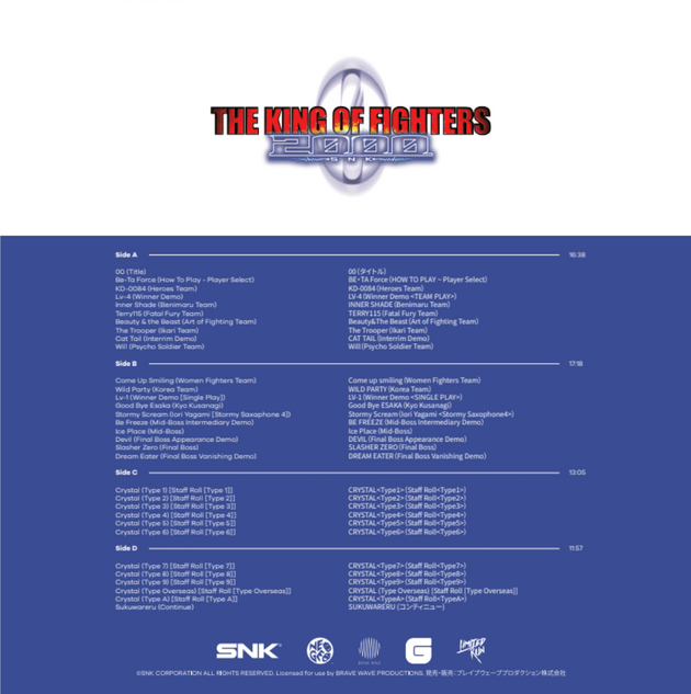 THE KING OF FIGHTERS 2000 Soundtrack (Vinyl or CD)
